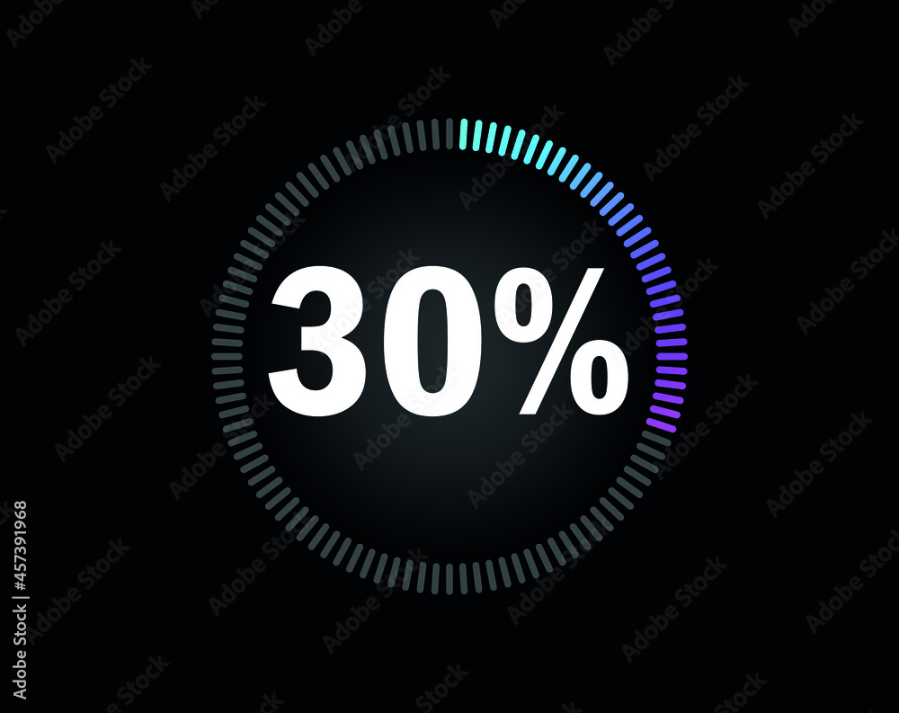 Percent circle diagram showing 30% - indicator with blue to pink gradient