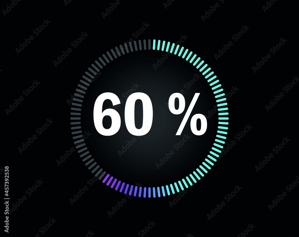 Percent circle diagram showing 60% - indicator with blue to pink gradient