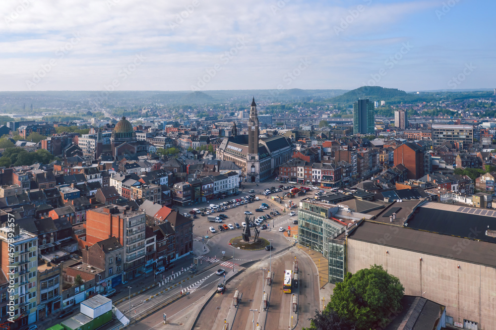 Panoramic view over the Old town of Charleroi, Belgium