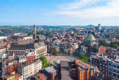 Panoramic view over the Old town of Charleroi, Belgium photo