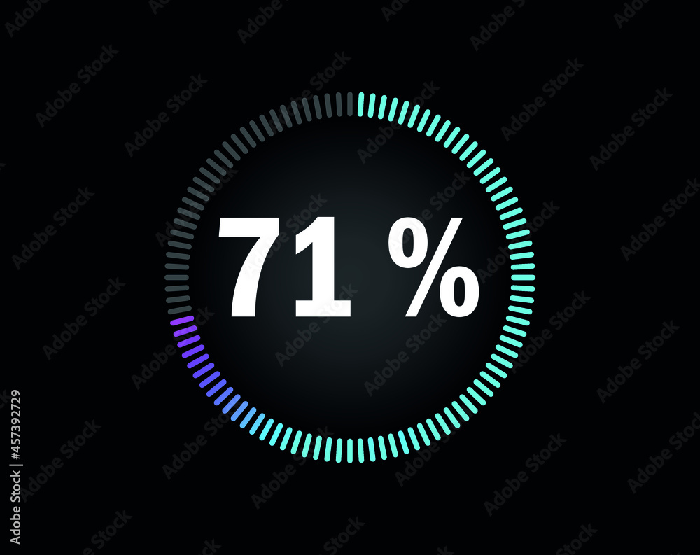 Percent circle diagram showing 71% - indicator with blue to pink gradient Percent circle diagram showing 71% - indicator with blue to pink gradient