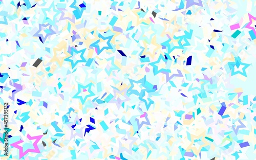Light Blue, Yellow vector backdrop with small and big stars.
