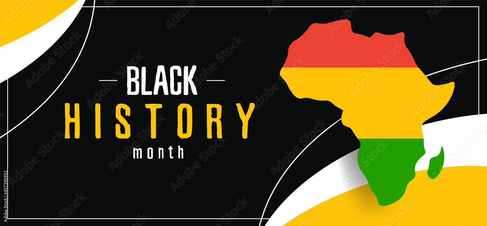 Banner Black history month with a map of Africa. Abstract poster with a ...