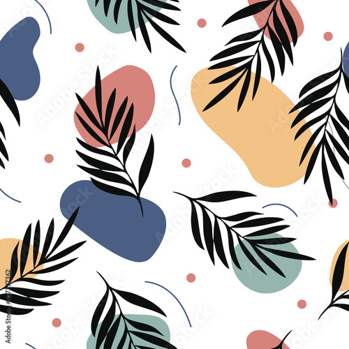 Abstrack Tropical Palm Leaves Seamless Pattern  Design pattern For print, textile, fabric, wrapping paper, wallpaper, scrapbooking