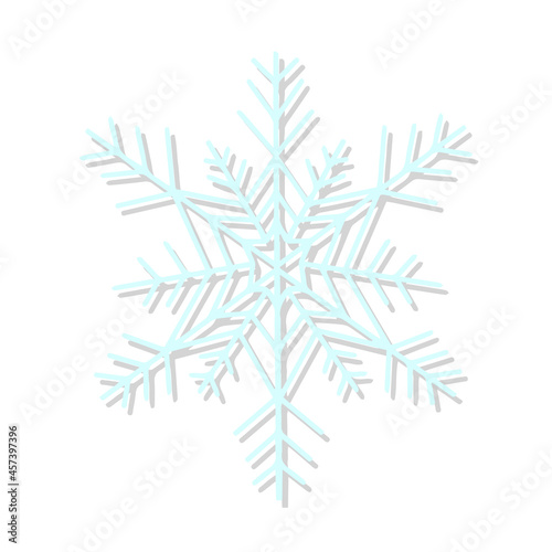 snowflake vector isolated blue with gray shadow. Winter snow element to create your designs. New Year and Christmas decor for greetings and invitations