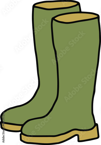 rubber boots vector simple hand drawing. Rain shoes