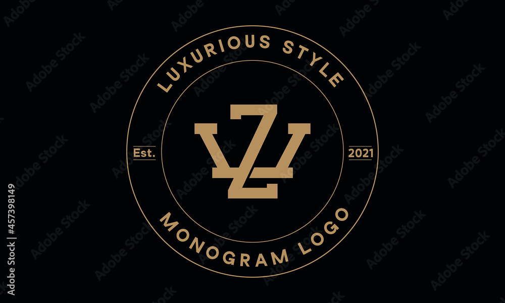 zv or vz monogram abstract emblem vector logo template