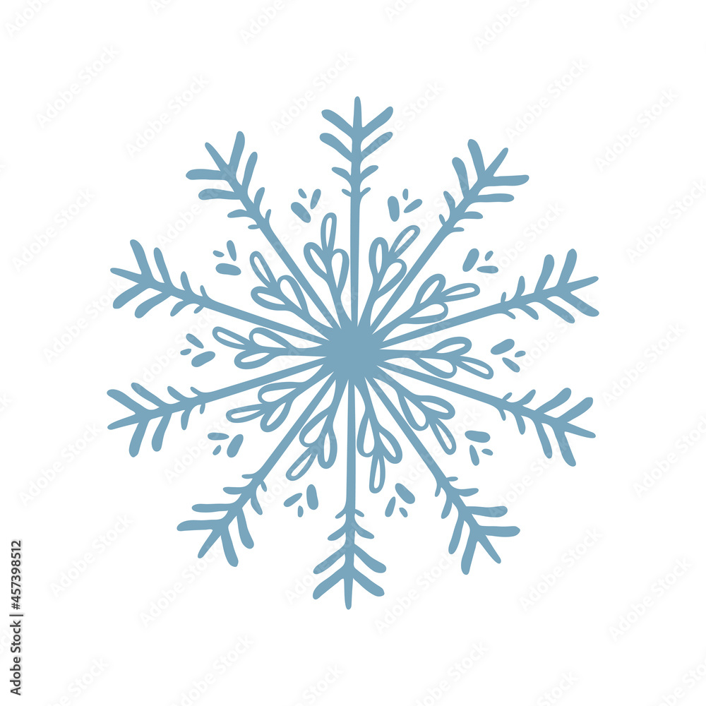 snowflake icon doodle blue on white isolated snowflake icon doodle blue on white isolated
