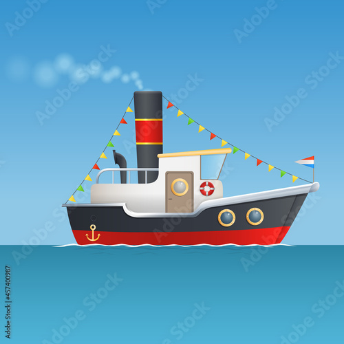 Sinterklaas steamboat isolated on transparent background - vector illustration