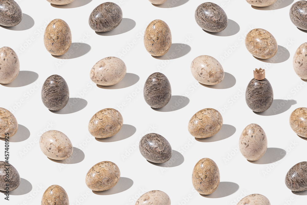 Pattern with decorated easter eggs on light gray background. Min Pattern with decorated easter eggs on light gray background. Min