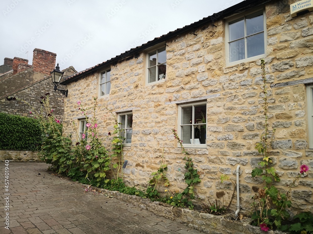 Stone cottage side view, Helmsley, North Yorkshire, UK