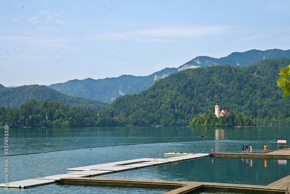 calm waters of lake Bled in Slovenia