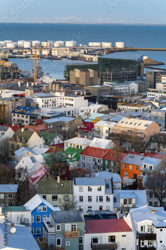 View over Reykjavik residential neighbourhood in the city centre