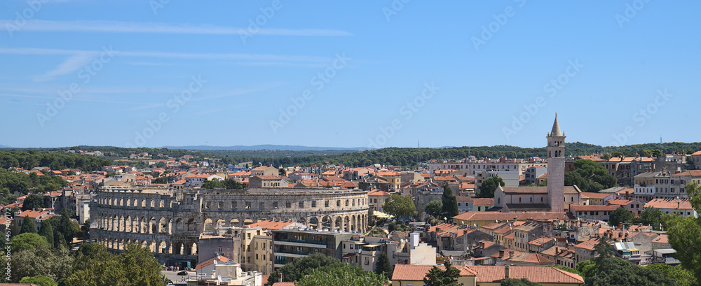 Panorama of Pula town in Istria, Croatia