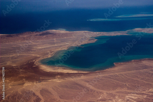 surface of the earth from above, island, lagoon, egypt