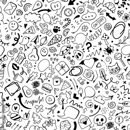 Seamless doodle pattern. Use for concept design. Vector illustration