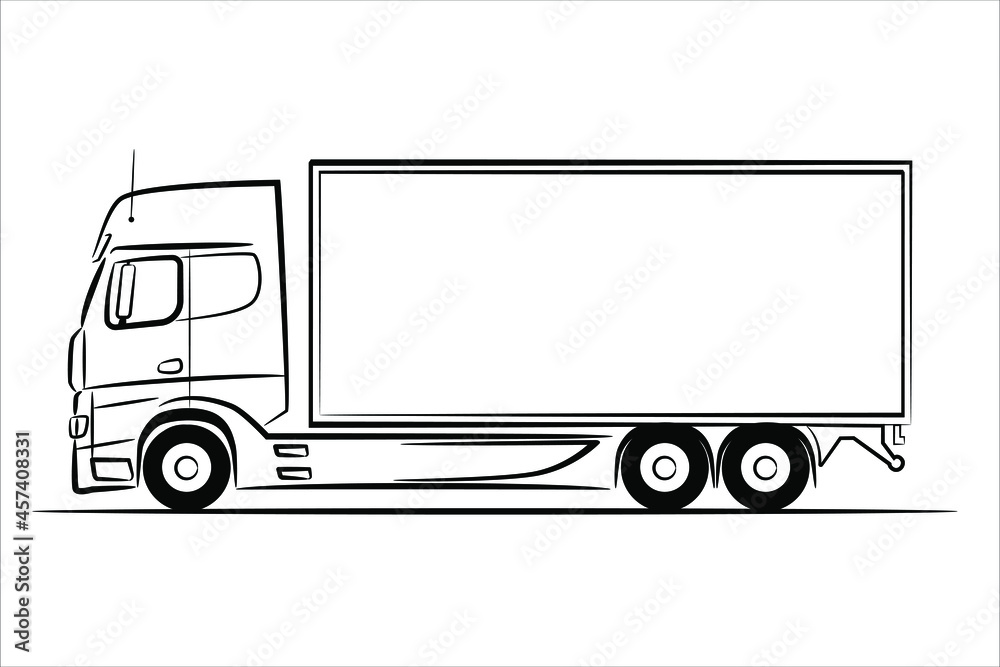 Truck sketch hand drawn Royalty Free Vector Image