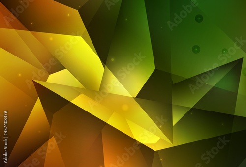 Fototapeta Naklejka Na Ścianę i Meble -  Dark Green, Yellow vector Beautiful colored illustration with blurred circles in nature style.