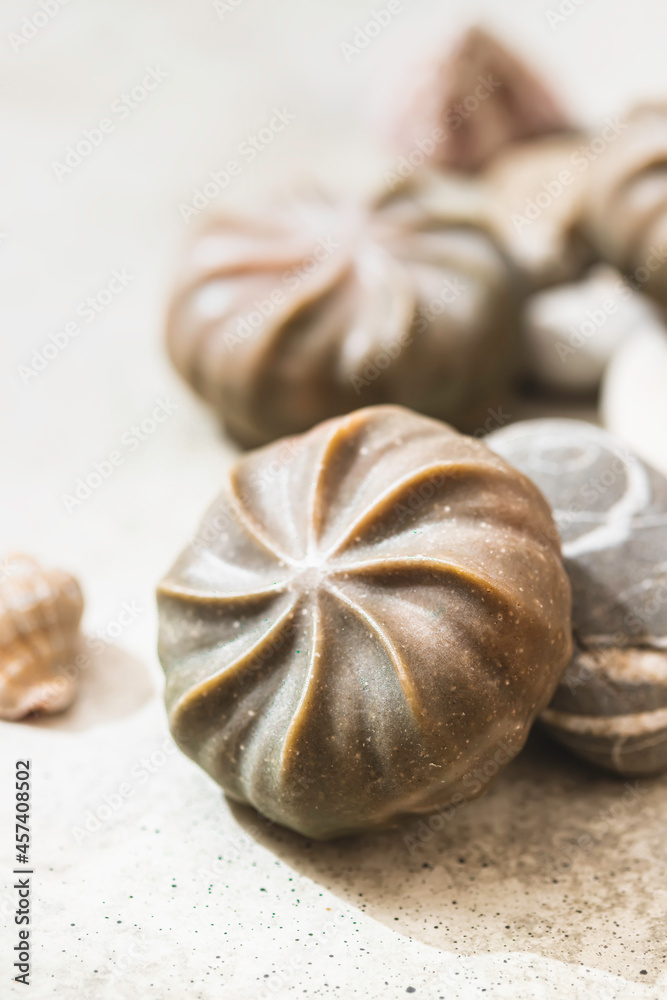 Natural green soap with algae. Spa organic soap. Natural green soap with algae. Spa organic soap.