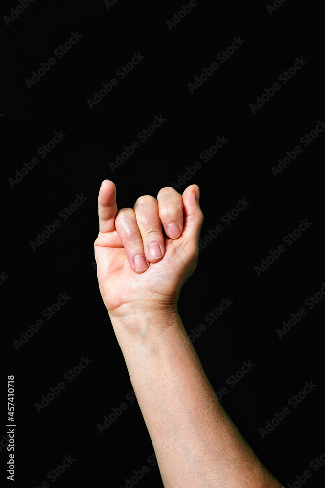 Letter J International sign language dark background Internation Letter J International sign language dark background Internation
