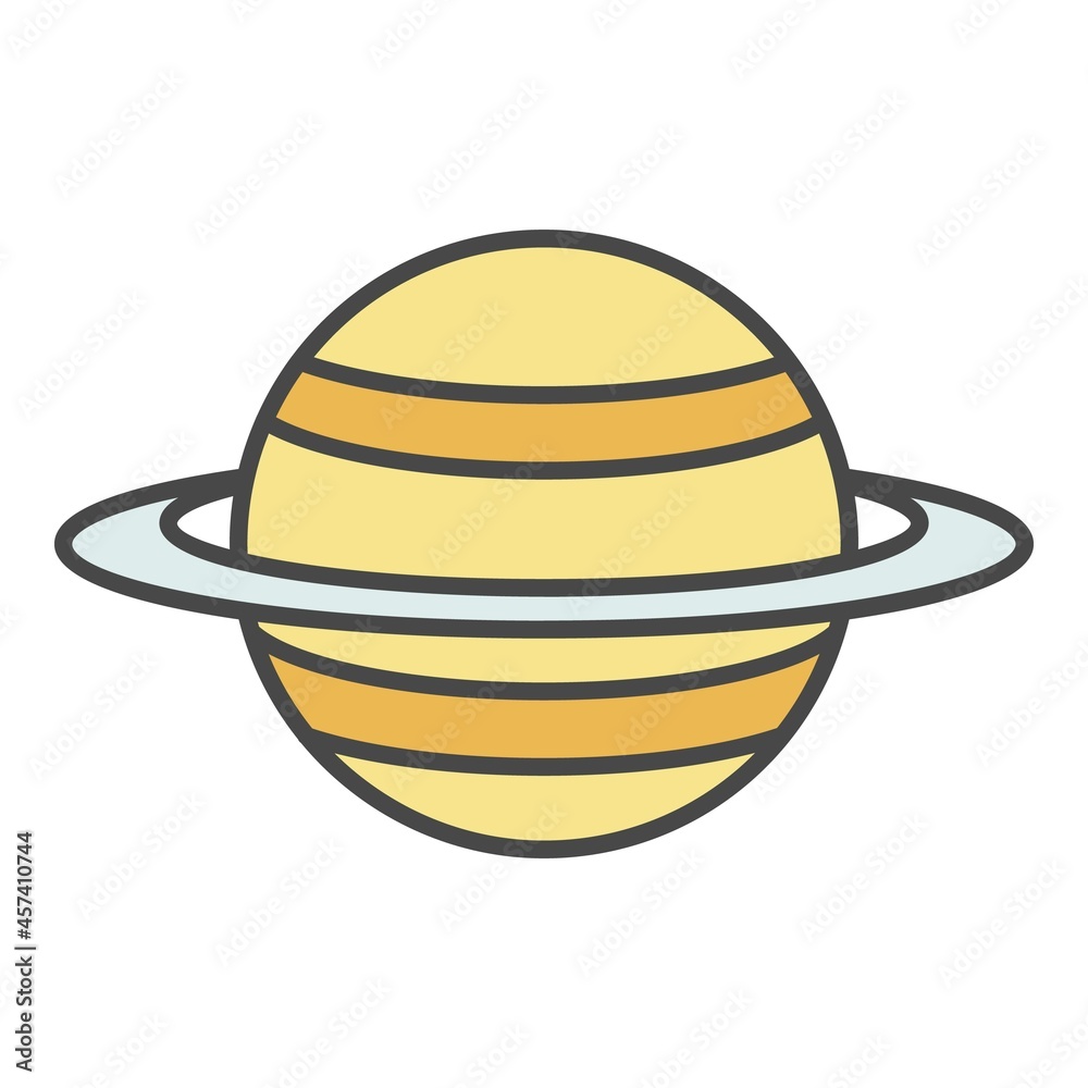 Saturn planet icon. Outline saturn planet vector icon color flat isolated on white Saturn planet icon. Outline saturn planet vector icon color flat isolated on white