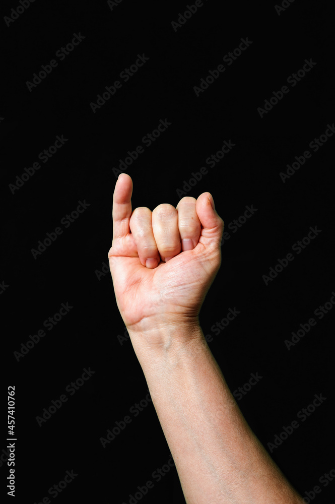 Letter I International sign language dark background Letter I International sign language dark background