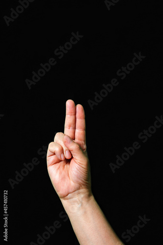 Letter U International sign language dark background Internation