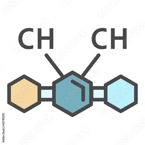 Ch chemical substance icon. Outline ch chemical substance vector icon color flat isolated on white
