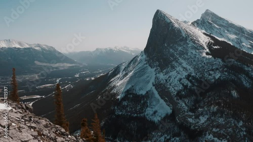 Woman Hiking On Up Mountain Outside Canmore photo