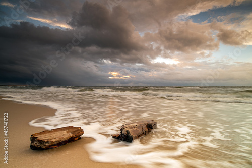 Fototapeta Naklejka Na Ścianę i Meble -  Landscape above the sea. Sand, beach and sea. Landscape from the Baltic Sea.