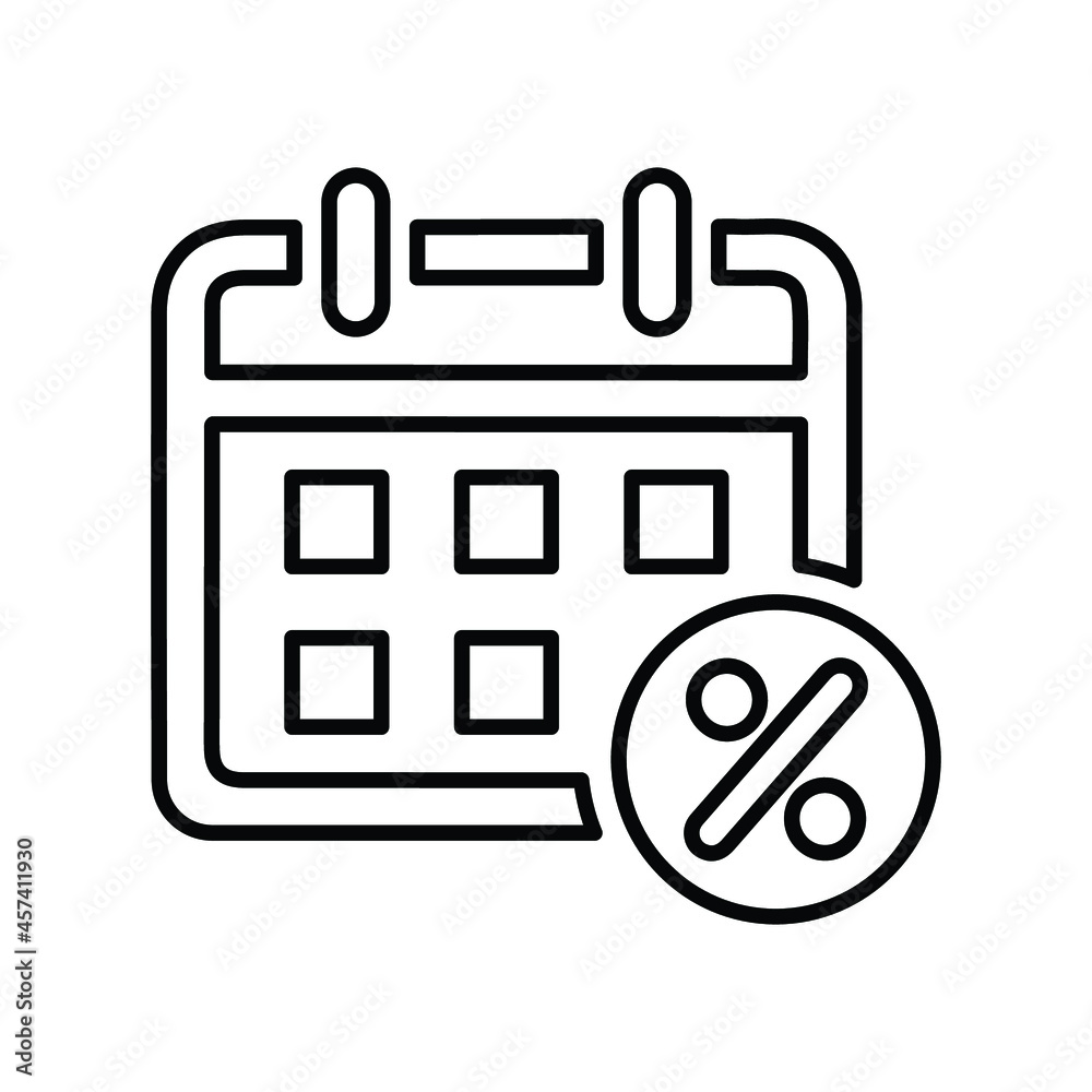 Calendar, duration, interest, outline icon. Line art design. Calendar, duration, interest, outline icon. Line art design.