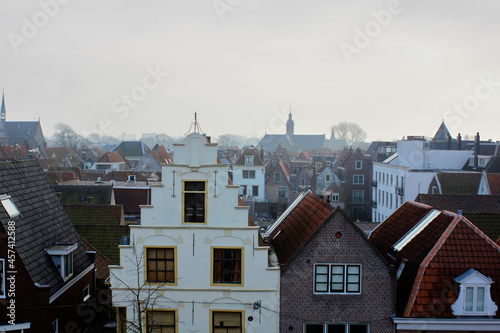 View above roofs of an old medieval holland town photo
