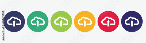 Collection of 6 buttons with upload icon.
