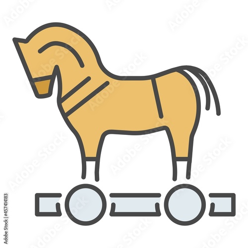Trojan horse virus icon. Outline trojan horse virus vector icon color flat isolated on white