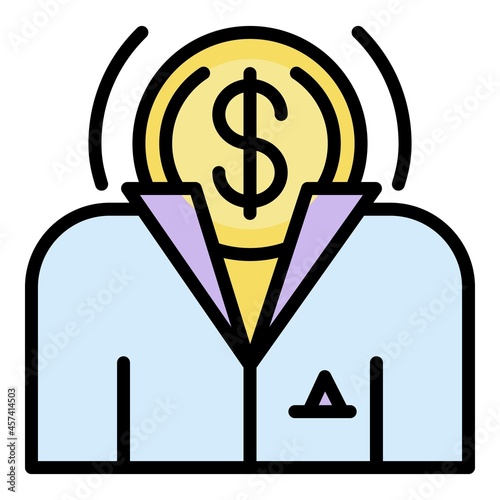 Money bribery face icon. Outline money bribery face vector icon color flat isolated on white