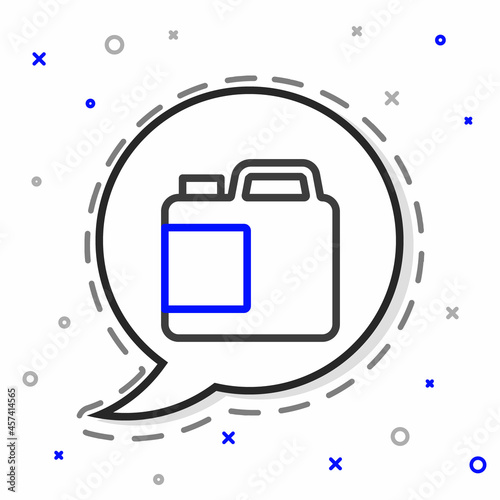 Line Plastic bottle for laundry detergent, bleach, dishwashing liquid or another cleaning agent icon isolated on white background. Colorful outline concept. Vector