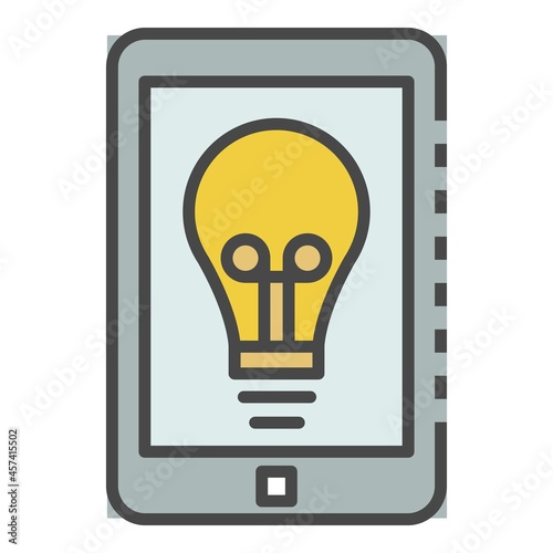 Smartphone bulb icon. Outline smartphone bulb vector icon color flat isolated on white