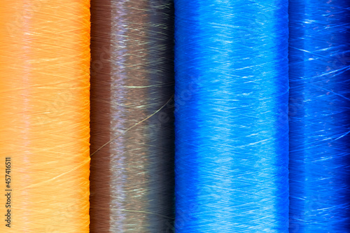 multicolored threads with coils. close up. photo