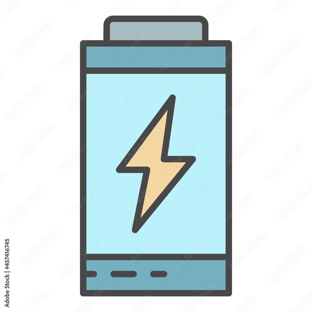 Battery energy icon. Outline battery energy vector icon color flat isolated on white Battery energy icon. Outline battery energy vector icon color flat isolated on white