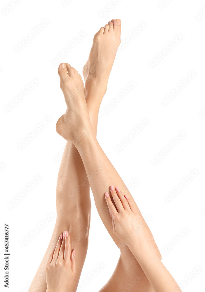Legs of beautiful woman on white background Legs of beautiful woman on white background