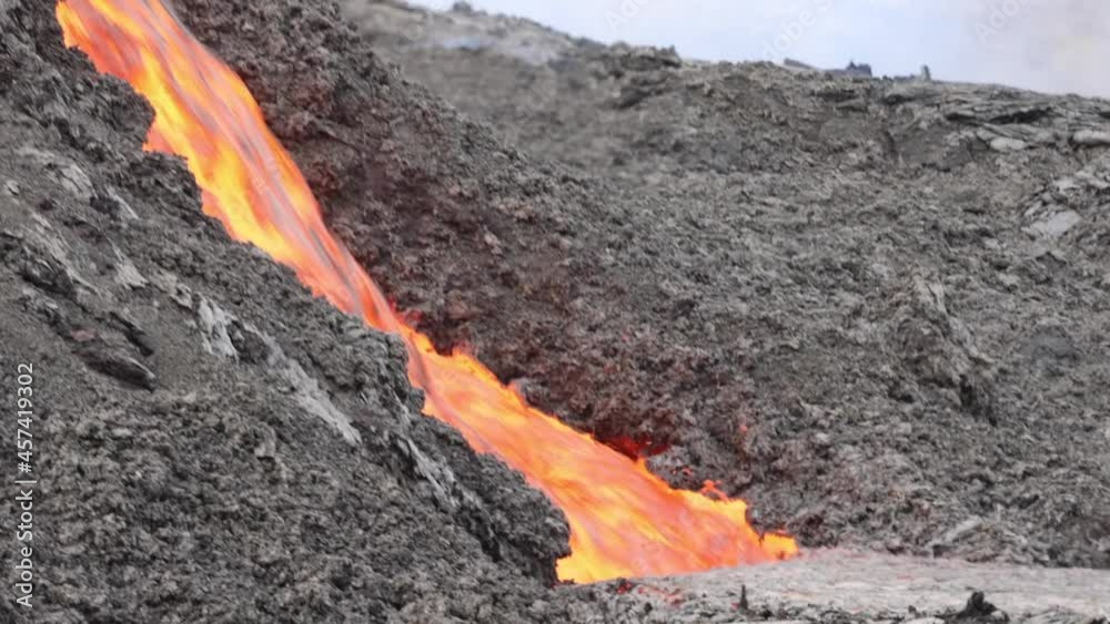 Lava flowing from active volcano in Iceland Lava flowing from active volcano in Iceland