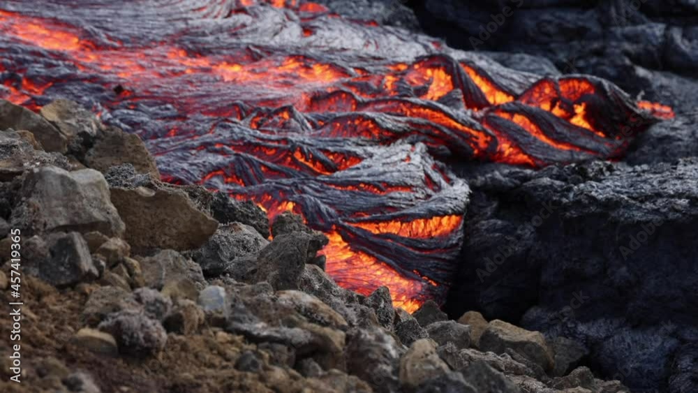 Lava flowing from active volcano in Iceland Lava flowing from active volcano in Iceland
