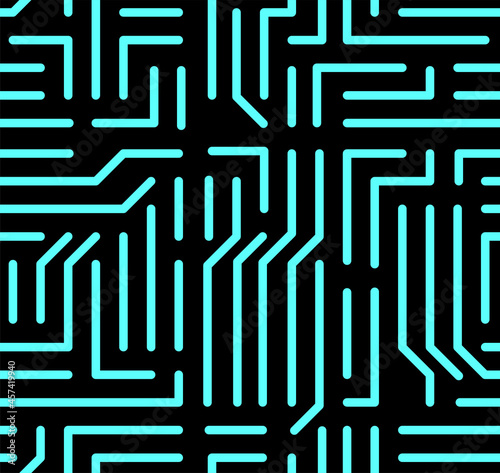 Technology background with micro circuit board. Seamless high tech pattern. IT texture. Stock vector illustration.