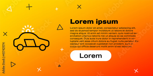 Line Police car and police flasher icon isolated on yellow background. Emergency flashing siren. Colorful outline concept. Vector