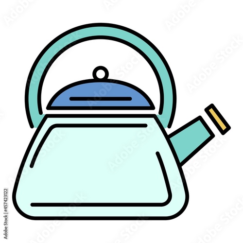 Modern kettle icon. Outline modern kettle vector icon color flat isolated on white
