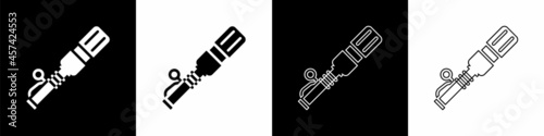 Set RKG 3 anti-tank hand grenade icon isolated on black and white background. Vector photo