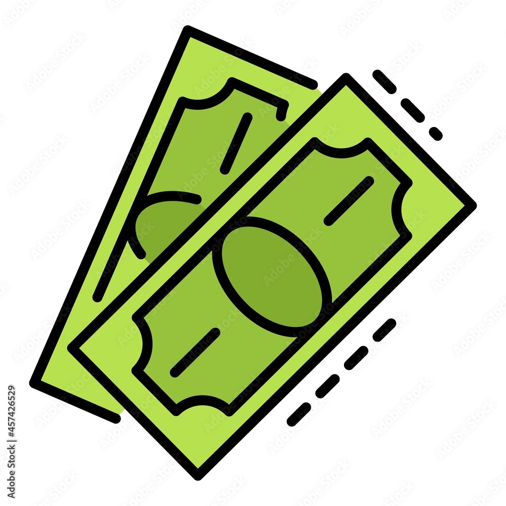 Dollar bill paper icon. Outline dollar bill paper vector icon color flat isolated on white Dollar bill paper icon. Outline dollar bill paper vector icon color flat isolated on white