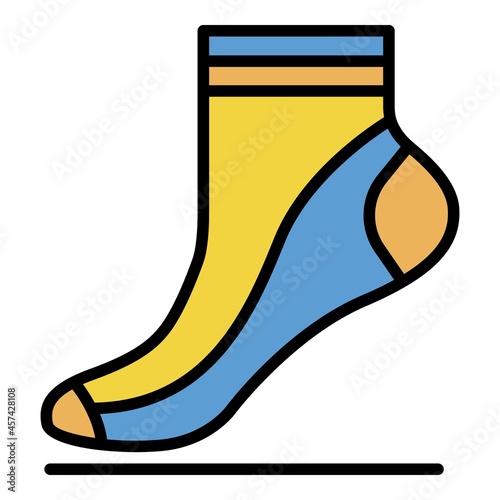 Kid sock icon. Outline kid sock vector icon color flat isolated on white