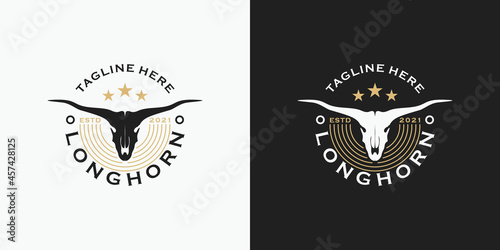 vintage longhorn logo, logo for ranch and farm reference