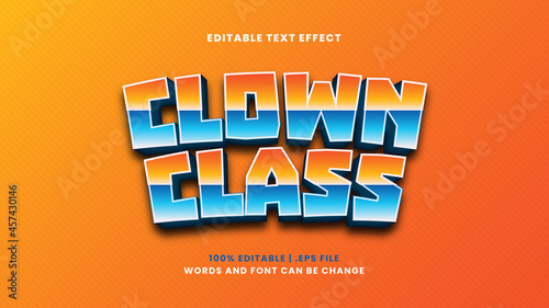 Clown class editable text effect in modern 3d style